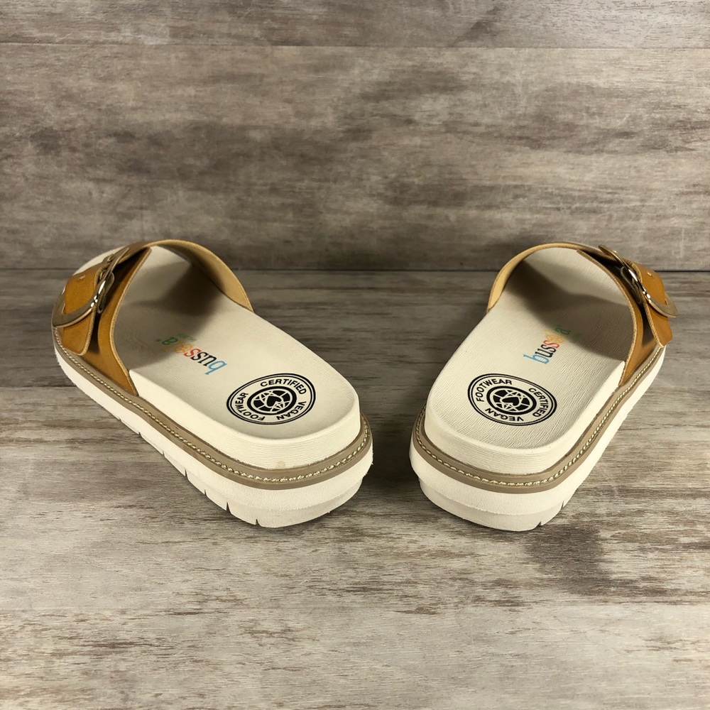 NEW Bussola Pinoye Sandal Vegan Brown with Gold Buckle Women 6.5, 7.5, 8.5 - Picture 5 of 13